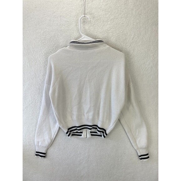 Forever 21 St. Moritz Tennis Club Sweater Women’s M White Zip-Up Cardigan - Picture 8 of 8